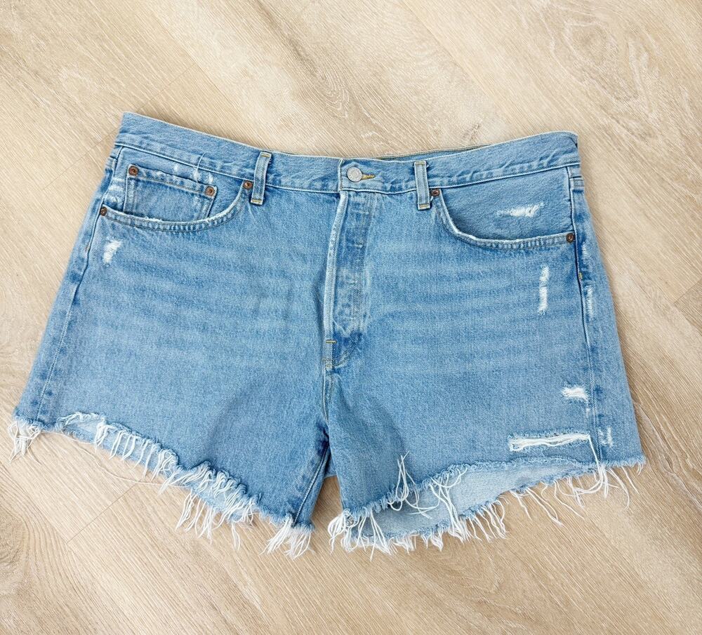 Women’s Agolde Light Wash Cut Off Jean Shorts Size 34